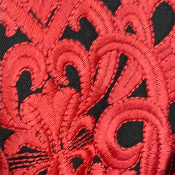 Foxiedox Red and Black Embroidered Dress Sz 2 New! - Picture 12 of 16
